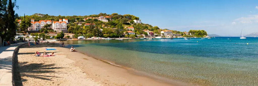 panoramic photo of kolocep beach on kolocep island