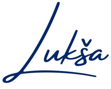 Handwritten name "Lukša" in blue ink, with a large initial "L" and a small accent over the "s," reminiscent of the elegant calligraphy seen on private boat tours around Dubrovnik.